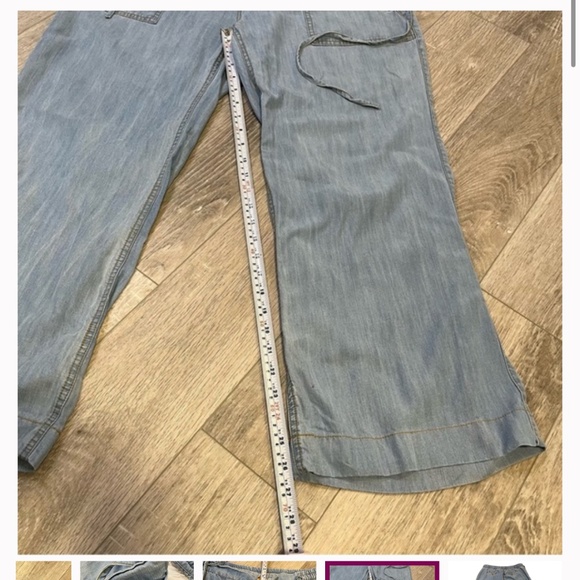 KUT FROM THE KLOTH, Lyocell Pale Denim Wide Straight Leg Pants, Drawstring 14 - Picture 8 of 9